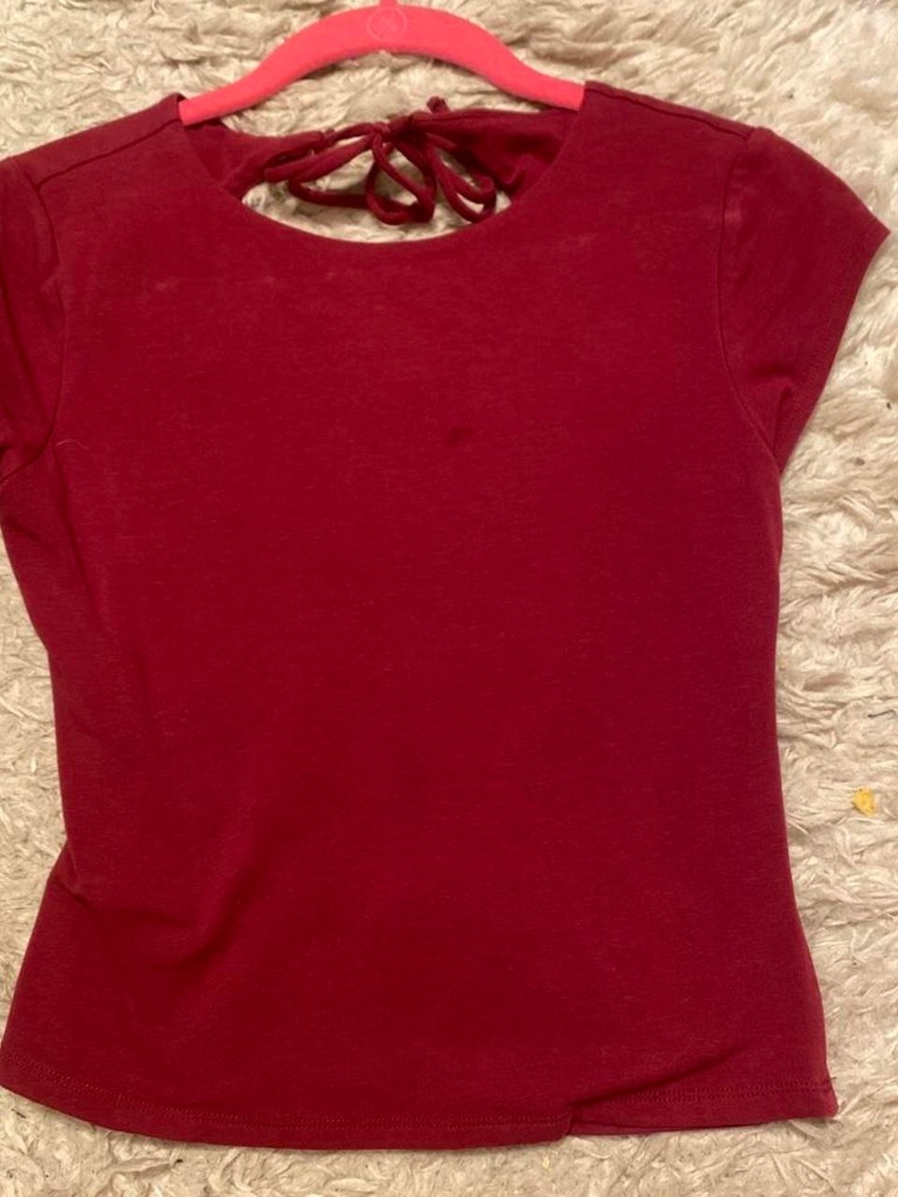 Garage Burgundy Short Sleeve Tie-Back Tee